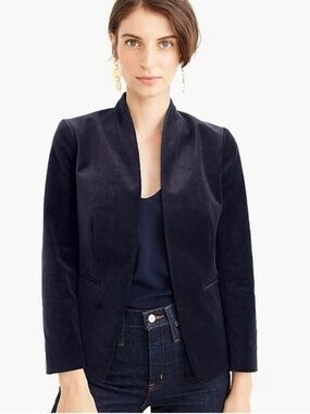 NWT J.CREW 365 Going Out Velvet Blazer Navy